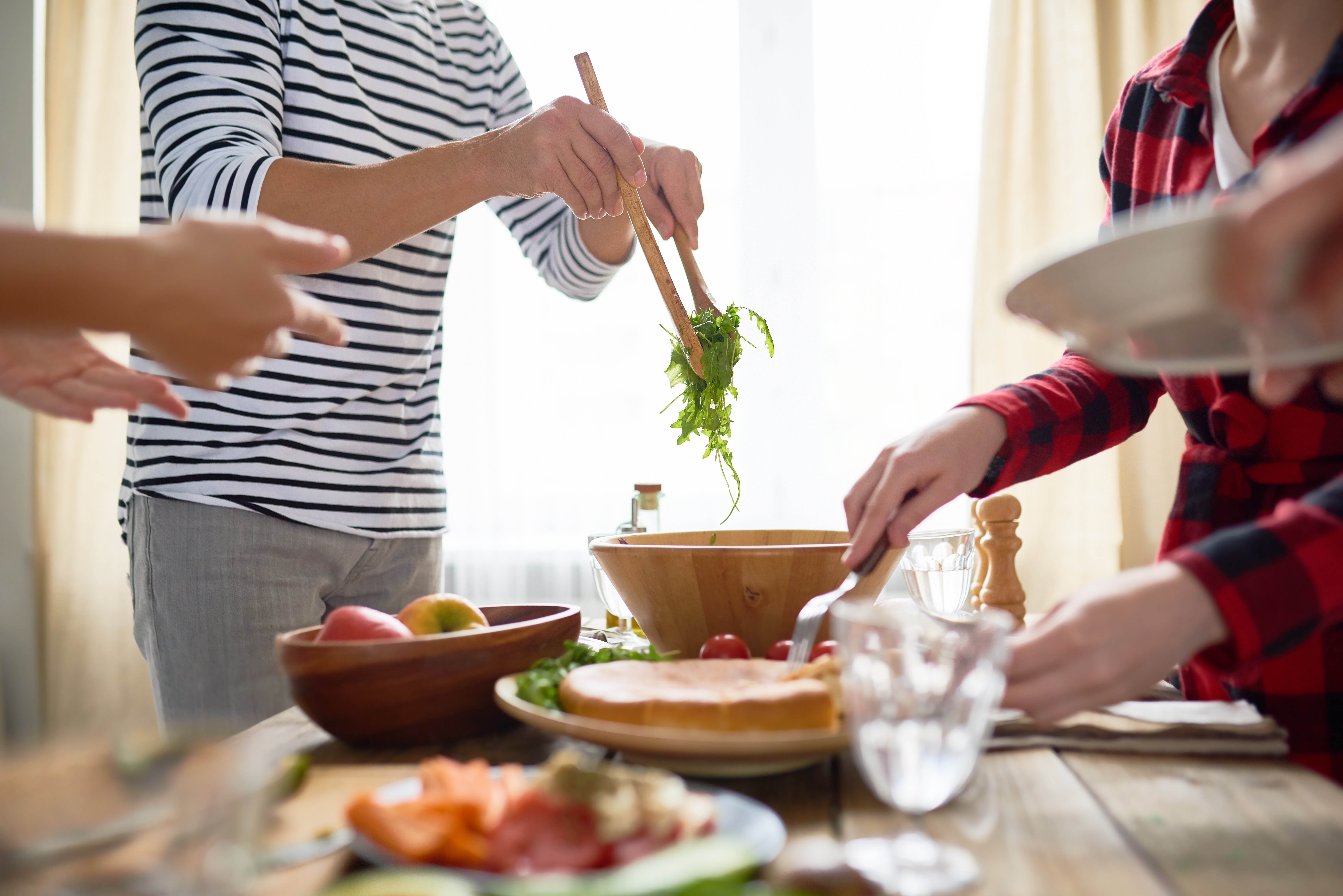 Kitchen island with food stock image
