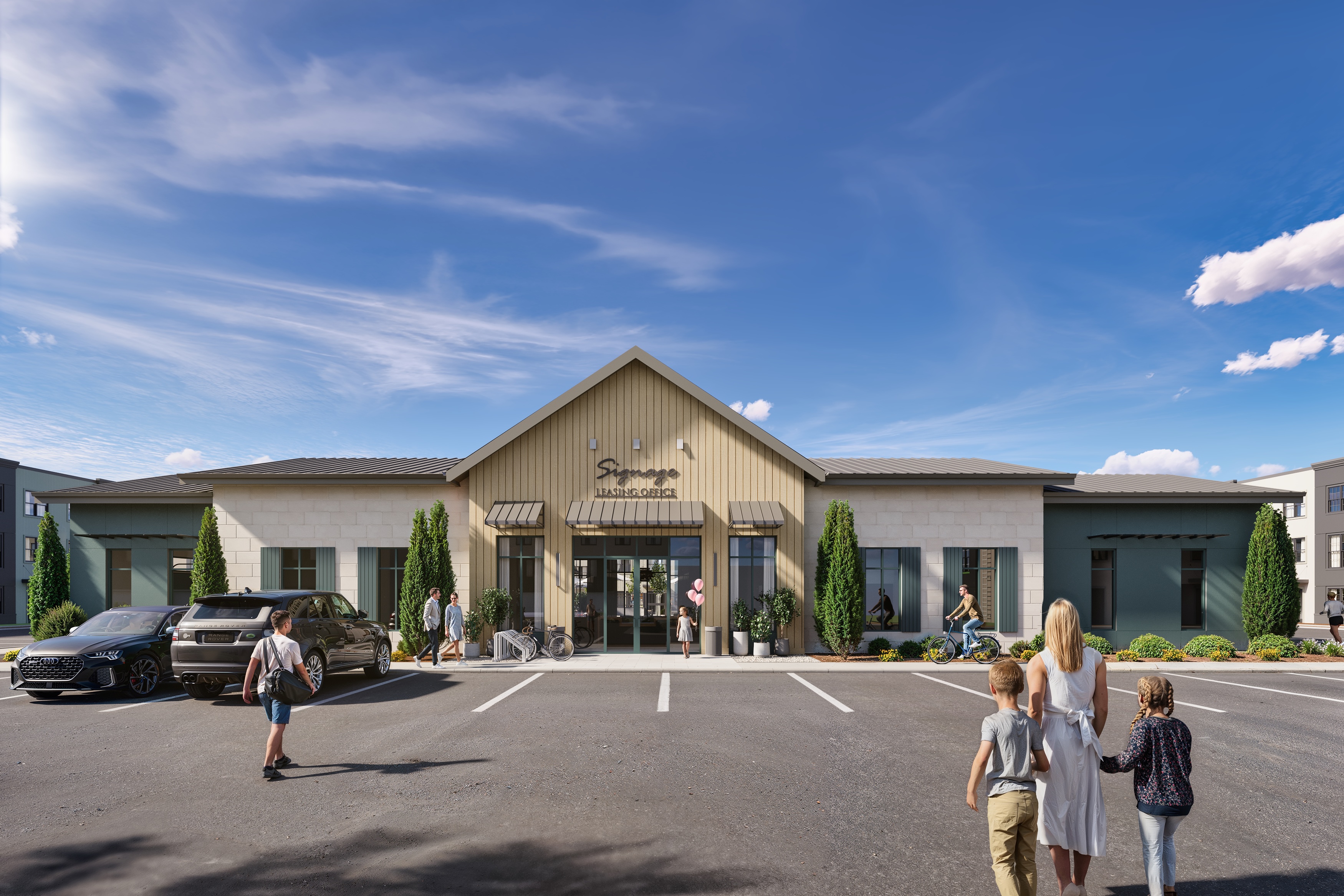 Exterior of clubhouse rendering