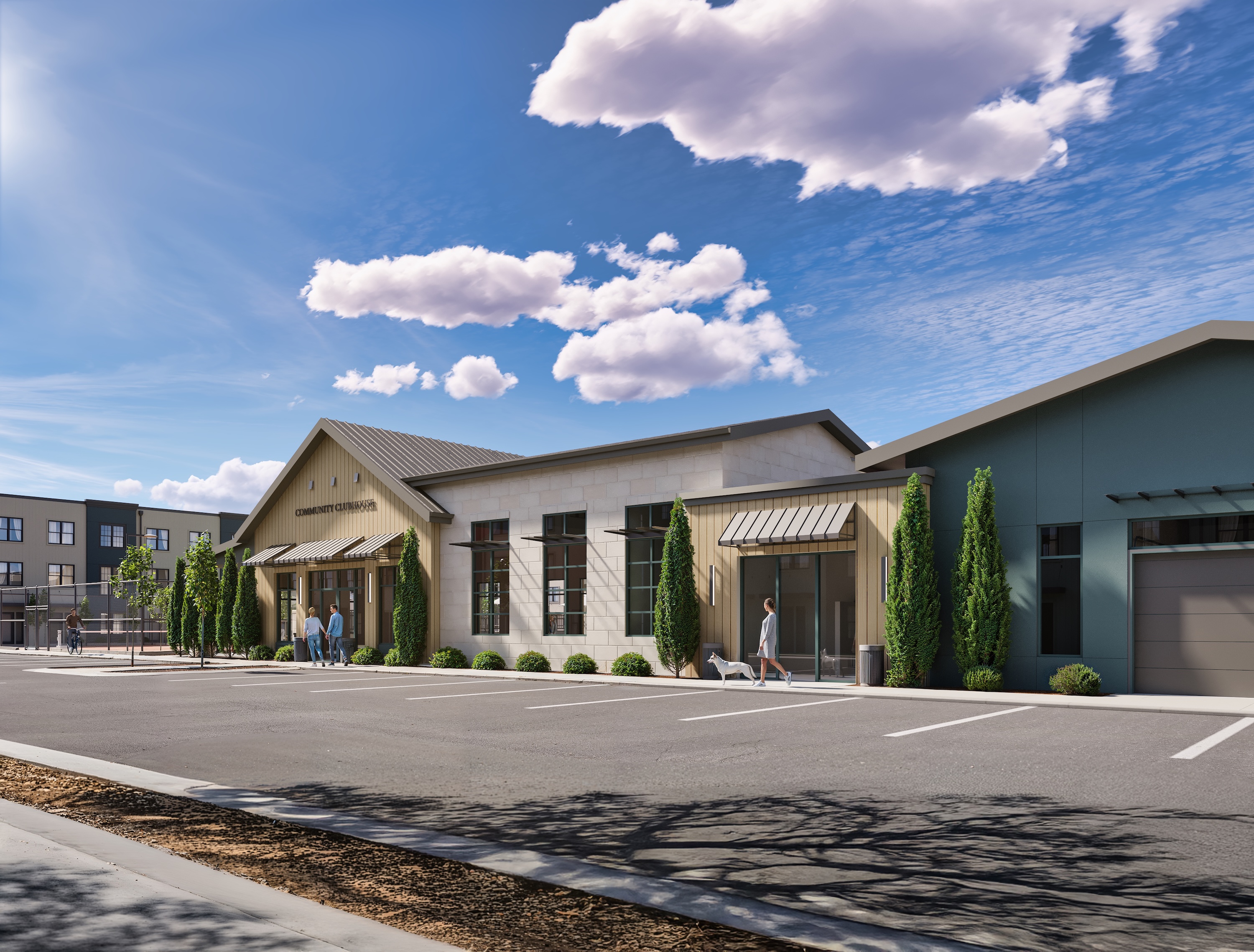 Exterior of clubhouse rendering