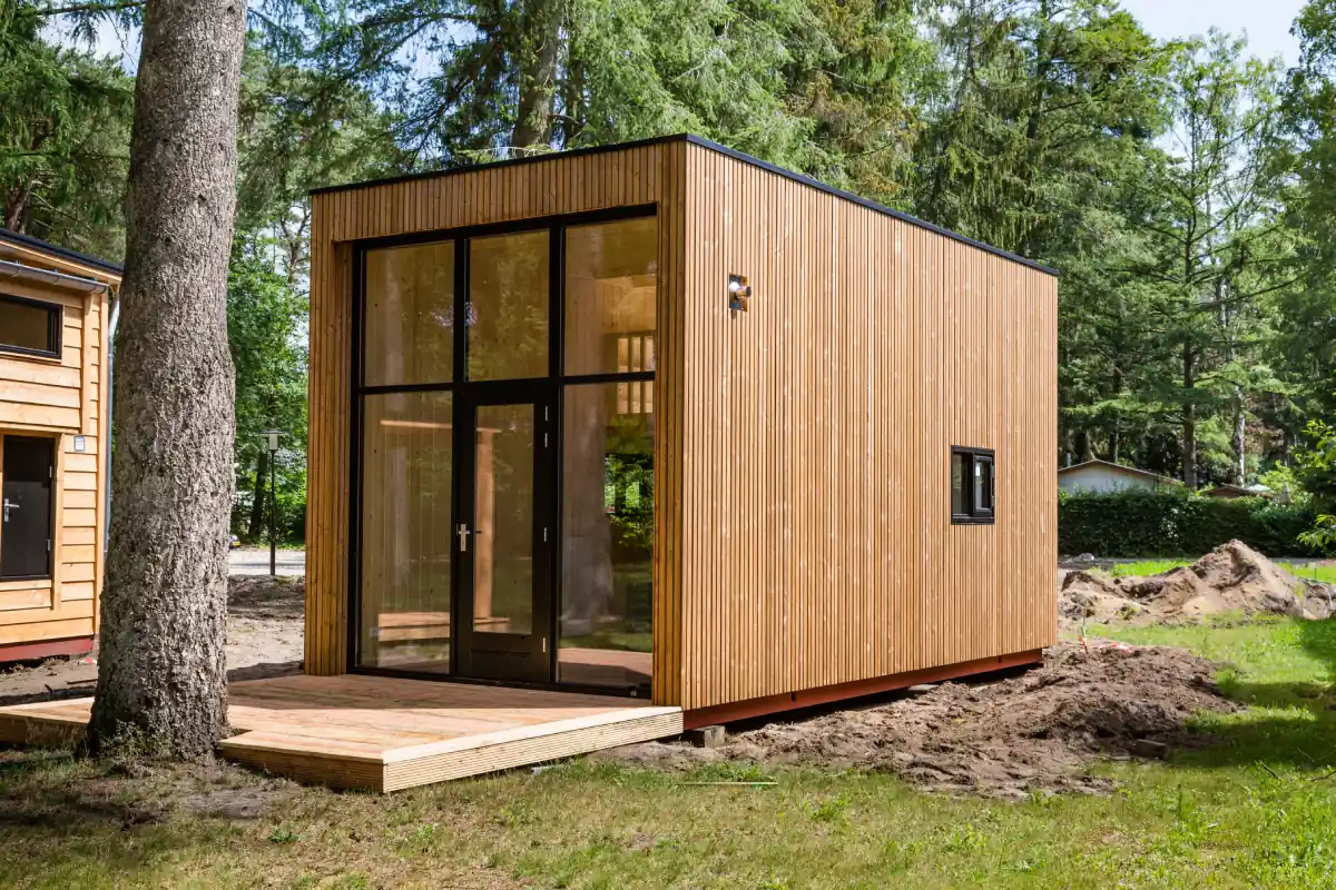tiny home in sunny forest