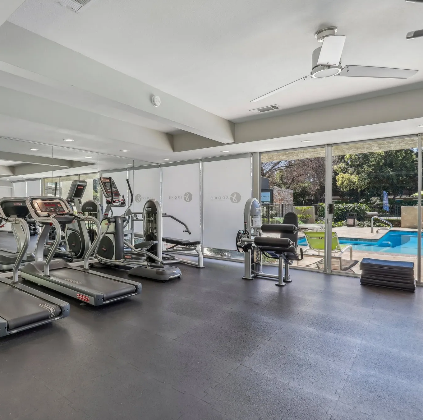 Gym with treadmills and elliptical machine 