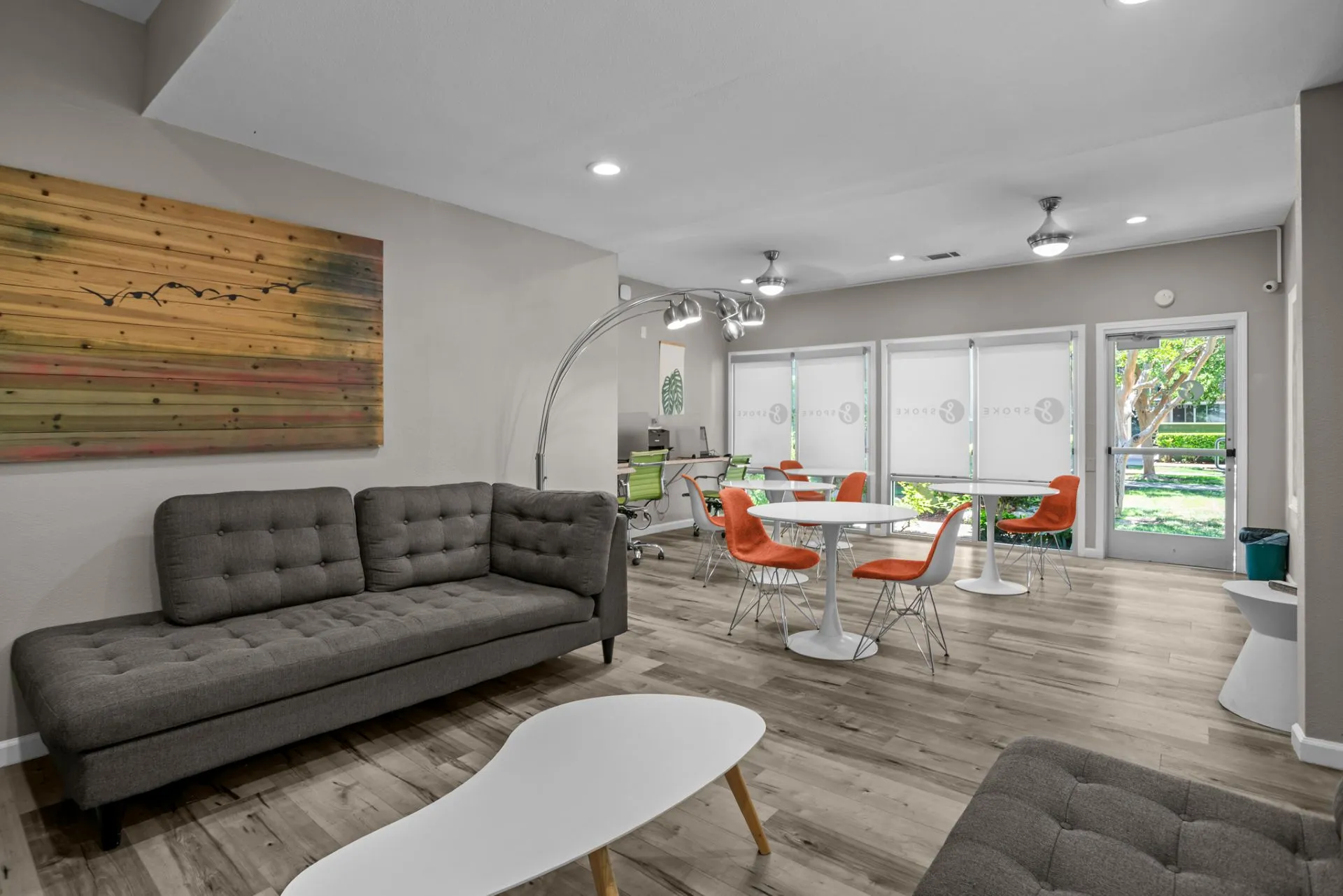 Lounge with chairs and tables