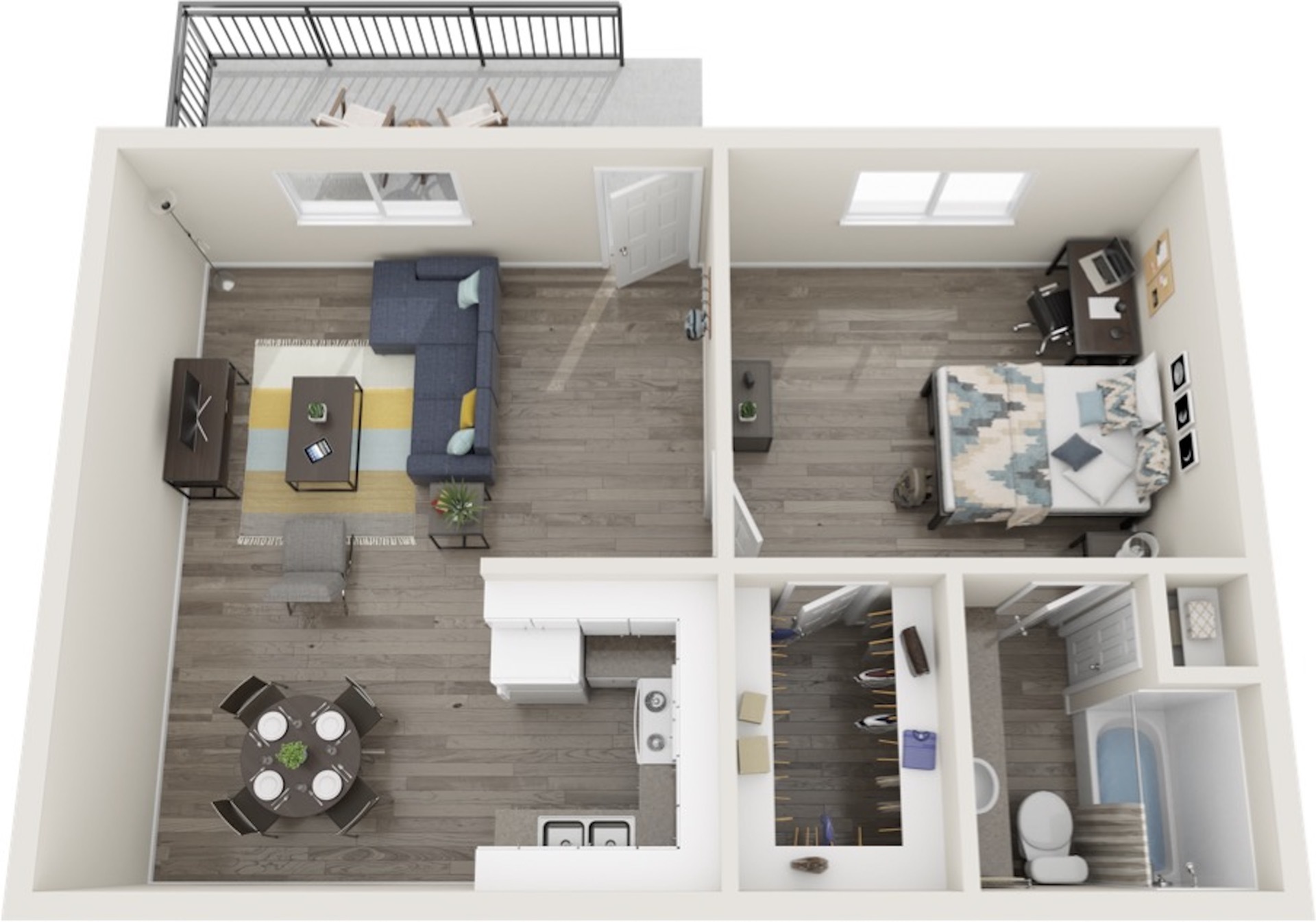 1x1 floor plan layout