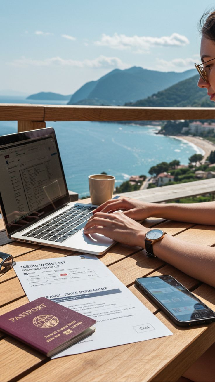 Study abroad lifestyle, student working remotely during international program