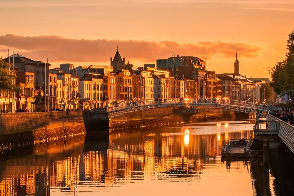 Dublin skyline at sunset representing university study opportunities in Ireland