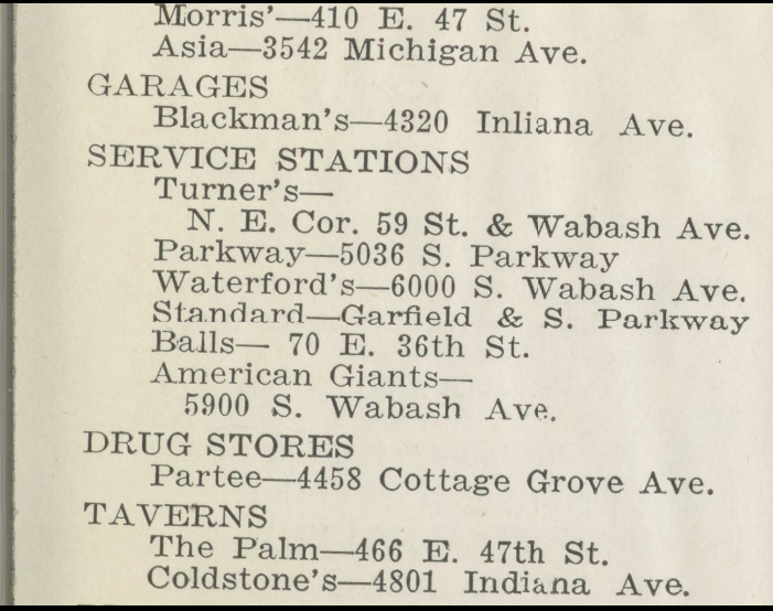 list of locations in chicago that are in the green book 
