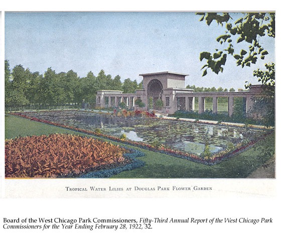 painting of the douglas park flower garden in 1922