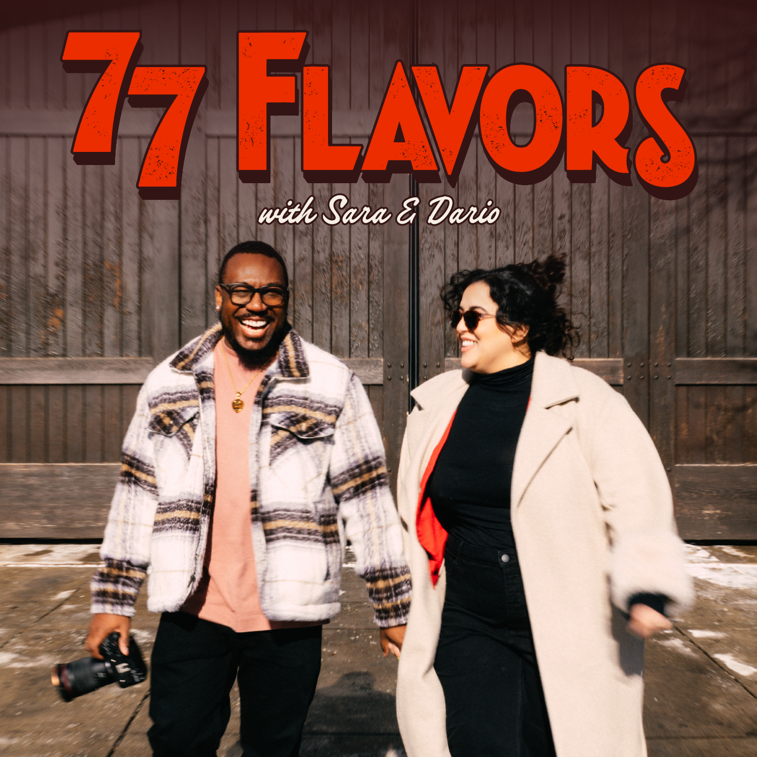 cover image sara and dario hosts of 77 flavors of chicago podcast