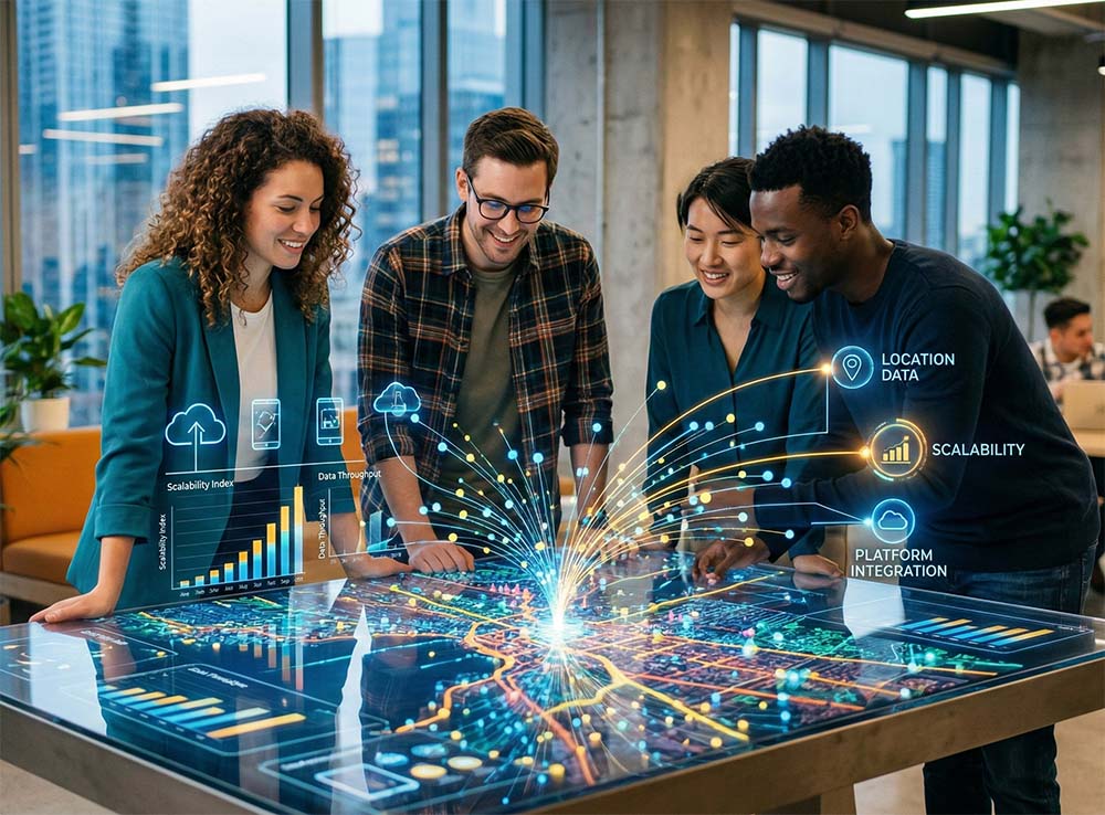 image of team brainstorming session (for a travel tech)