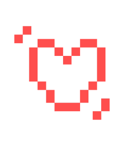 Red pixel art heart shape on a black background.