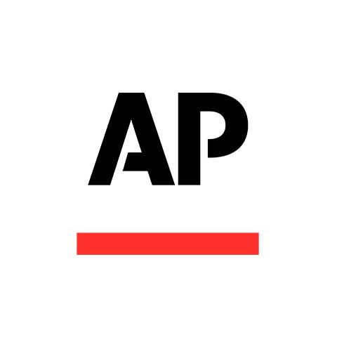 Associated Press logo with black letters AP above a red horizontal line.