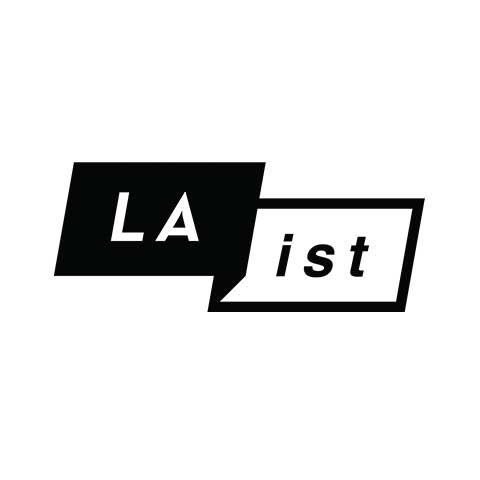 The LAist logo, a media brand name in black and white text blocks.
