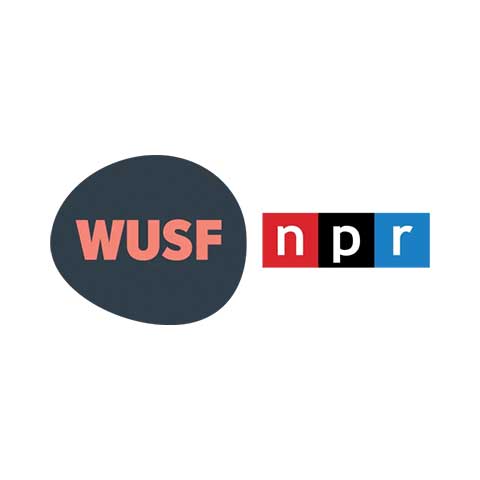 WUSF and NPR logos side by side on a white background.