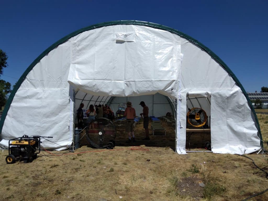 Cooling tent at Camp Hope.