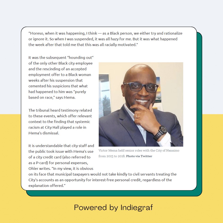 Extract of The Discourse covering Chadwick's story and fighting misinformation in Nanaimo, Canada