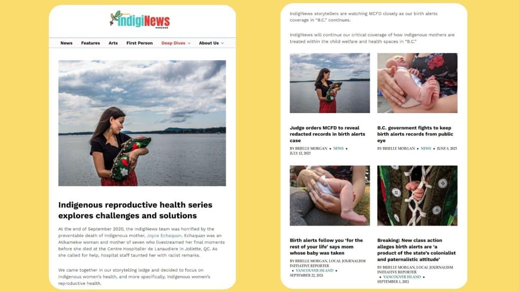 IndigiNews using Indie Website deep dives feature in CMS