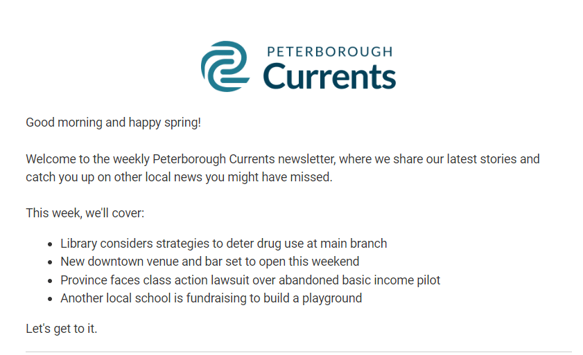 Peterborough Currents Newsletter Introduction- March 21, 2024