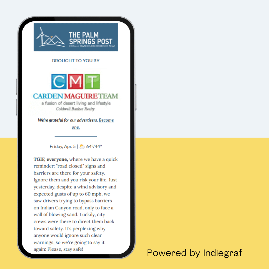 Newsletter Introduction from The Palm Spring Post