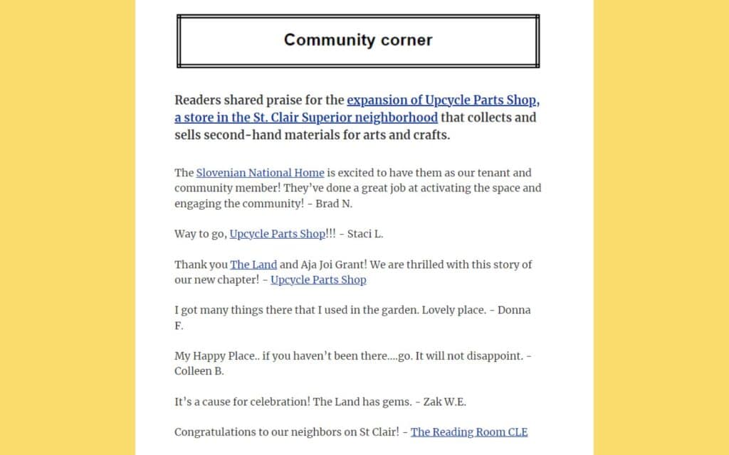 Reader thoughts and article thoughts for The Land Newsletter