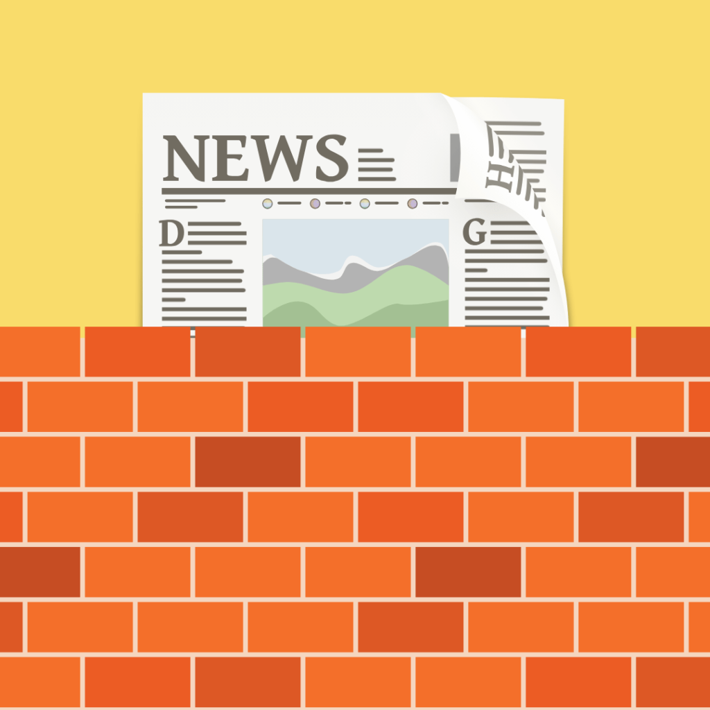 Illustration of a news paywall, a common subscription revenue model in newsrooms