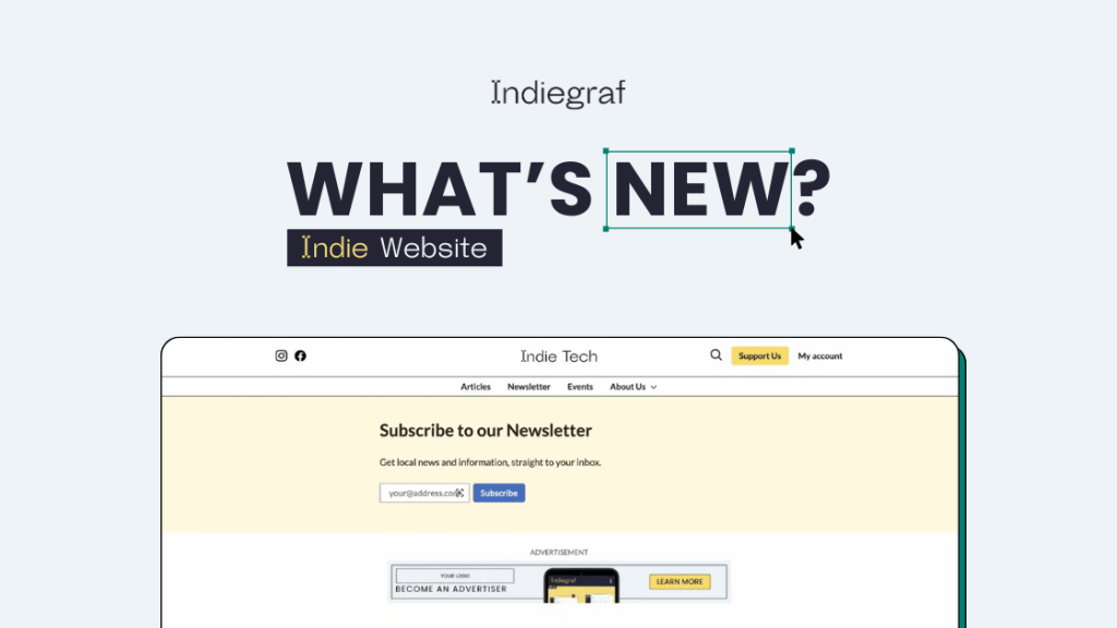 Indiegraf Product Updates on Indie Website