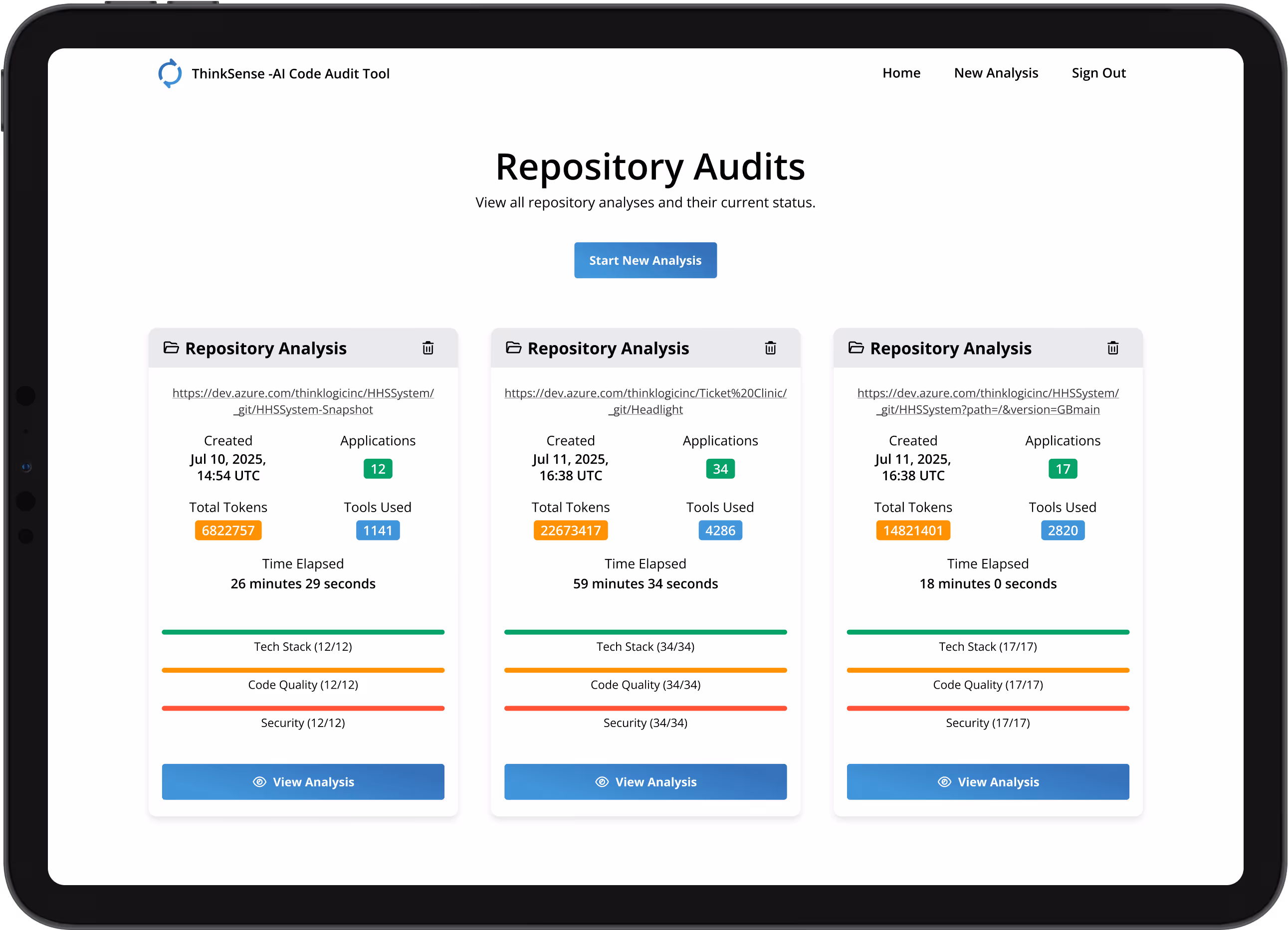 A mockup of ThinkSense, an AI project by Thinklogic.