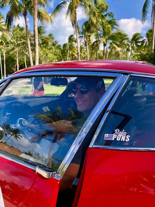 Founder, Rafael Pons driving a car