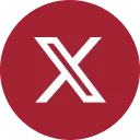 White stylized 'X' letter inside a red circle, representing the X social media platform logo.