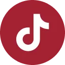 TikTok social media app logo with a white musical note on a red circular background.