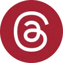 Meta Threads logo on a dark red circular background.