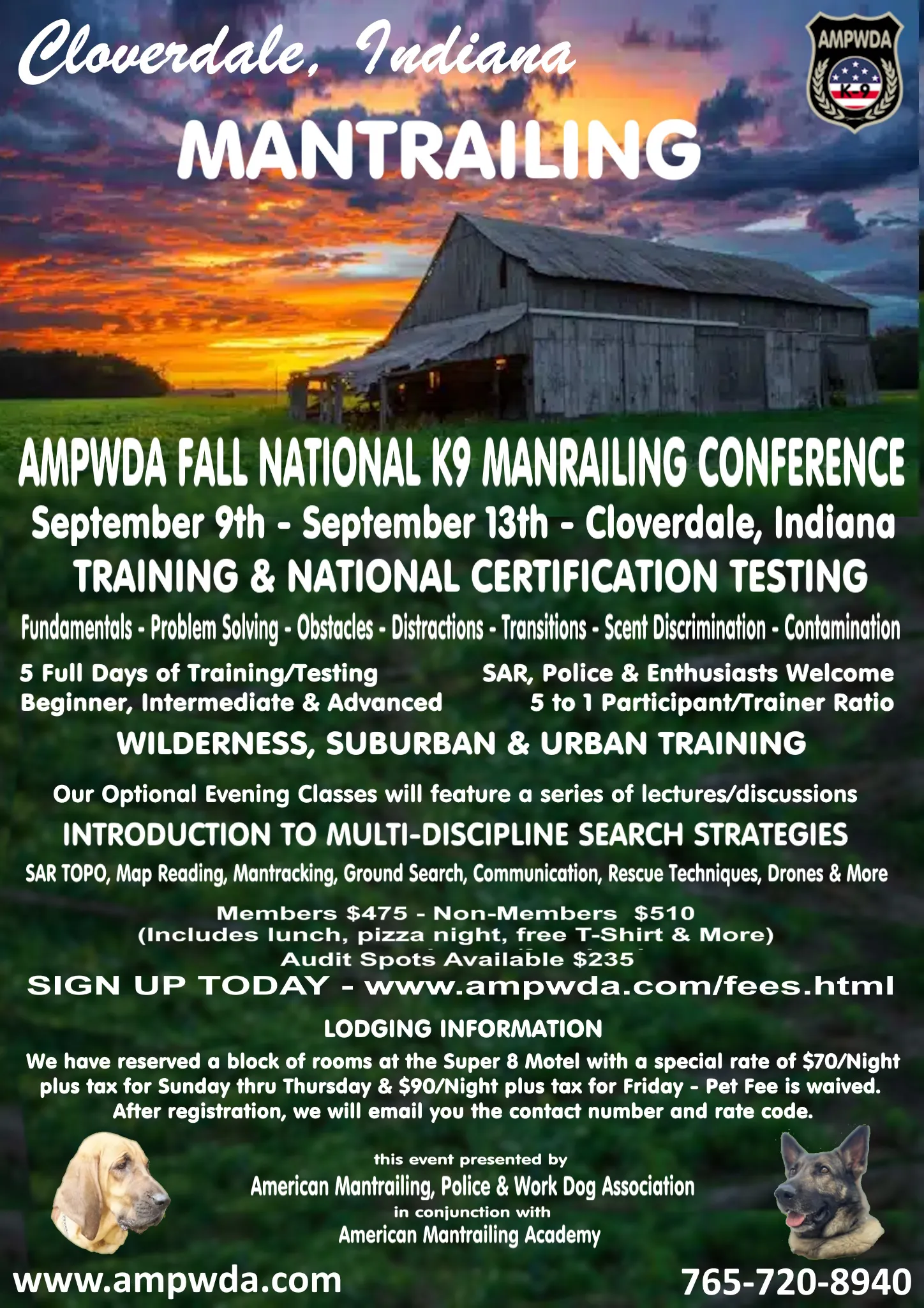 AMPWDA 2024 Fall Mantrailing K9 Conference
