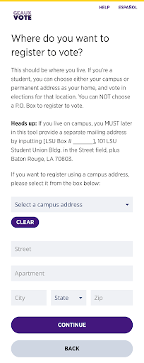 TurboVote helped to standardize LSU's campus addresses to ensure students could register to vote with their campus address.