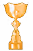 Gold trophy cup with handles on a round black base.