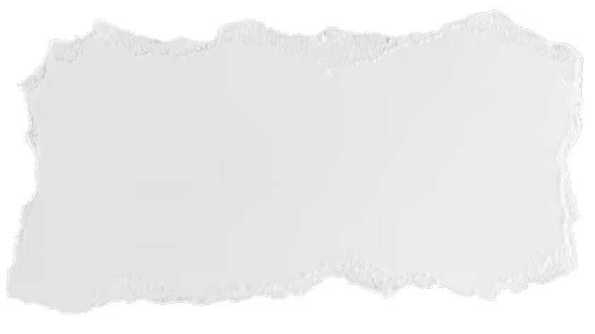 A rectangle of torn white paper with rough edges on a transparent background.