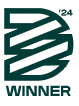 Award logo with stylized ribbons, text '2024 WINNER' underneath in green.