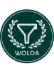 Green circular WOLDA badge with a white icon of a funnel and two laurel branches.