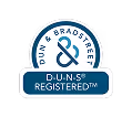 Blue and white Dun & Bradstreet D-U-N-S registered logo badge.