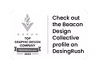 Beacon Design Company badge showing top graphic design company status on DesignRush in 2023.