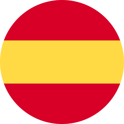 Bandera de España redonda con tres franjas horizontales: roja, amarilla y roja.