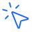 Blue cursor arrow clicking on a blue square button with a plus sign.
