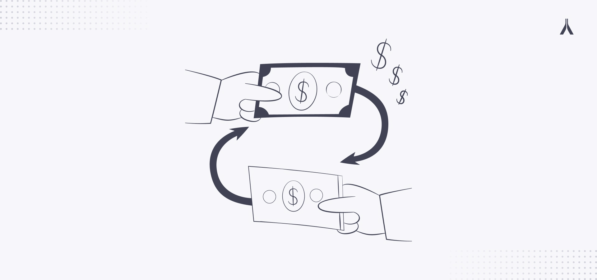 An illustration depicting money changing hands
