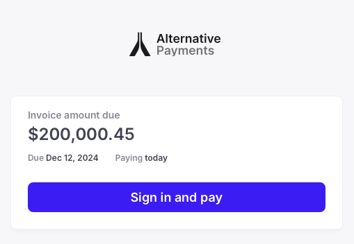 A custom payment link for a large amount