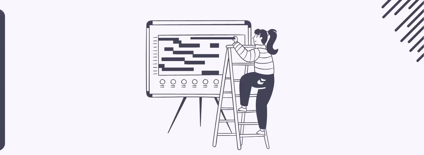 A woman adjusting a project timeline, meant to be depicted as CAC planning