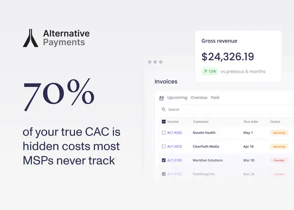 A graphic with the title, "Understanding YourCustomer Acquisition Cost: A Stage-By-Stage Guide." The graphic shows two hands shaking with money floating around them. There's also a man teaching a woman about customer acquisition cost using a chart.