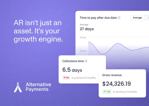 A mockup of Alternative Payments platform that specifically references the Accounts Receivable functional page of the software.