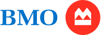 BMO Bank of Montreal logo with blue letters and a red circle containing a white stylized M.