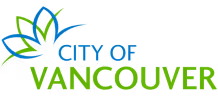 City of Vancouver logo with stylized green and blue leaves above the blue text 'CITY OF' and green text 'VANCOUVER'.