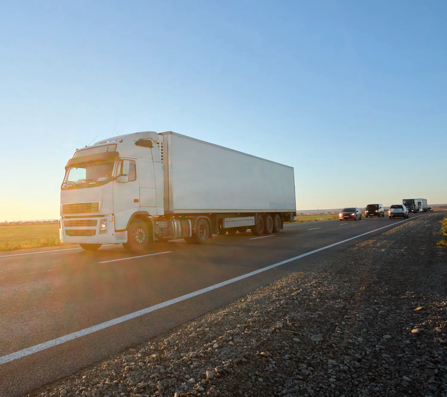Large truck on the open road in Invercargilll