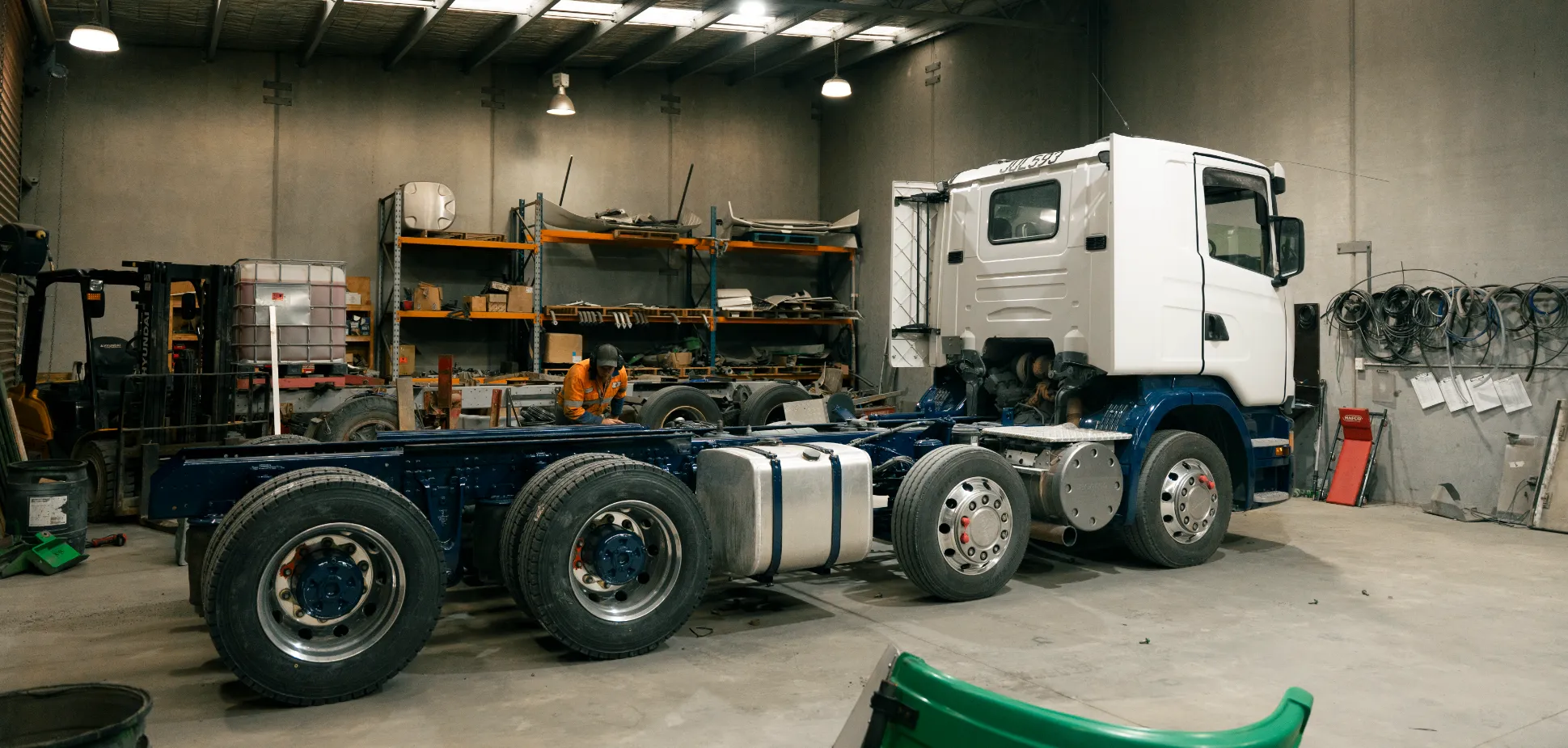 Truck inside the garage at Keast Auto Repair in Invercargill