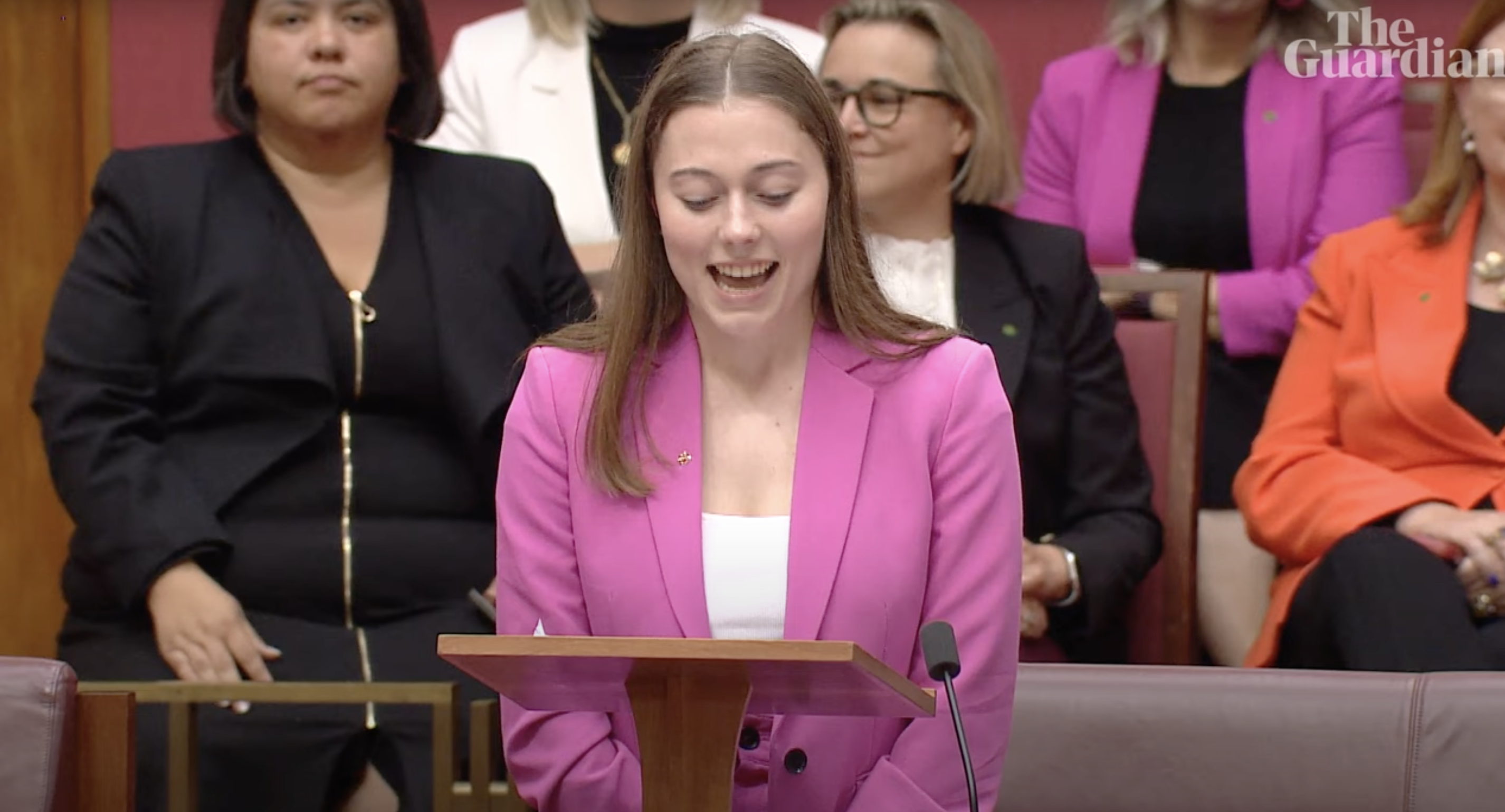 Labor Senator Charlotte Walker pictured during her maiden speech to Parliament.